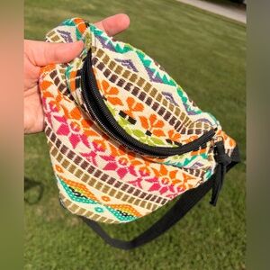 Colorful Boho Patterned Women's Shoulder Waist Festival Bag NWOT